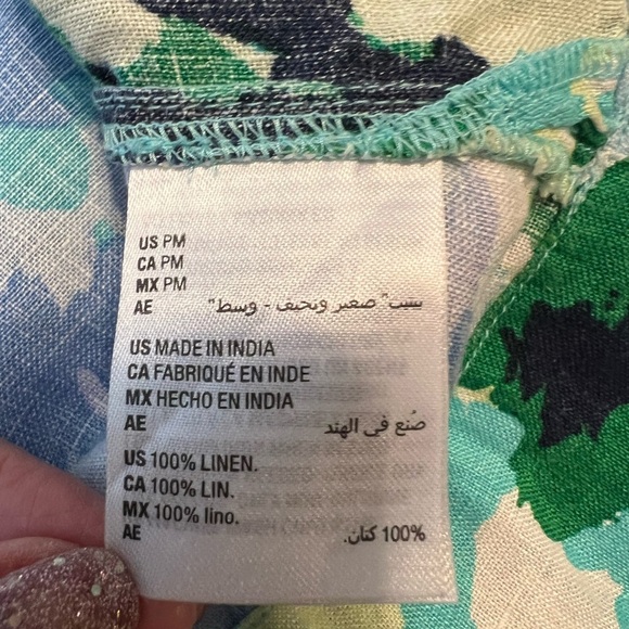 Charter Club Linen Blue Blouse Tulip Short Sleeves Women’s Size MP - Picture 6 of 8